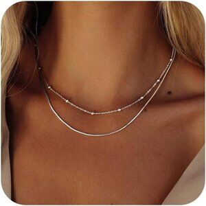 Freekiss Herringbone Necklace Sliver Bress Chain Choker Necklaces Jewelry Gift